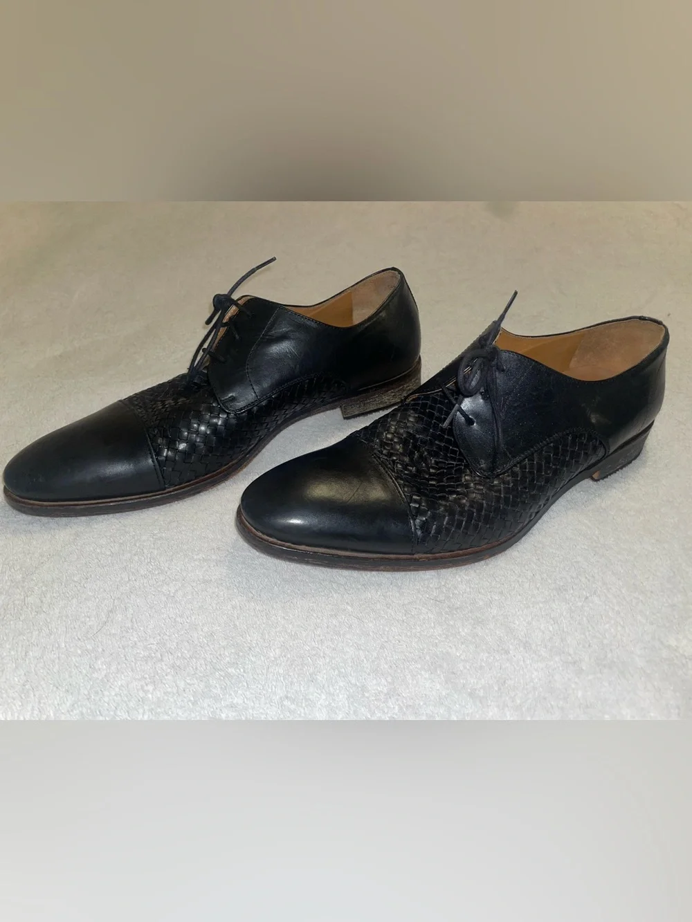 Taft Men's Lucca Black Woven Cap-Toe Derby Oxford Dress Shoes